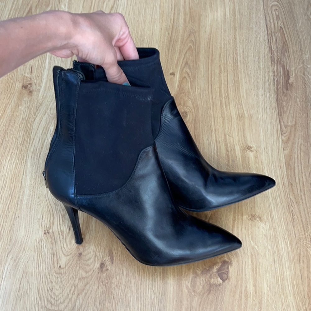 Andrea Morando Italian Leather Black Heeled Boots